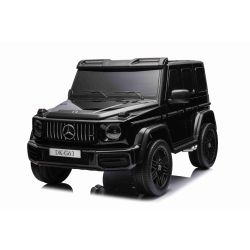 Elektromos gyermekautó Mercedes-Benz G63 AMG 4x4² Kétüléses 12V, fekete, MP3 lejátszó USB/AUX bemenettel, 4x4 meghajtás, Akkumulátor 12V14Ah, EVA kerekek lengéscsillapított felfüggesztéssel, Bőr ülések, Távirányító, Eredeti Licenc