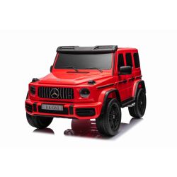 Elektromos gyermekautó Mercedes-Benz G63 AMG 4x4² Kétüléses 12V, piros, MP3 lejátszó USB/AUX bemenettel, 4x4 meghajtás, Akkumulátor 12V14Ah, EVA kerekek lengéscsillapított felfüggesztéssel, Bőr ülések, Távirányító, Eredeti Licenc